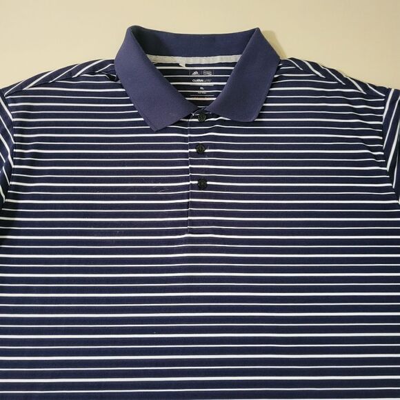 Adidas Golf Men's Classic Navy Stripe Polo Shirt Top - Picture 7 of 12
